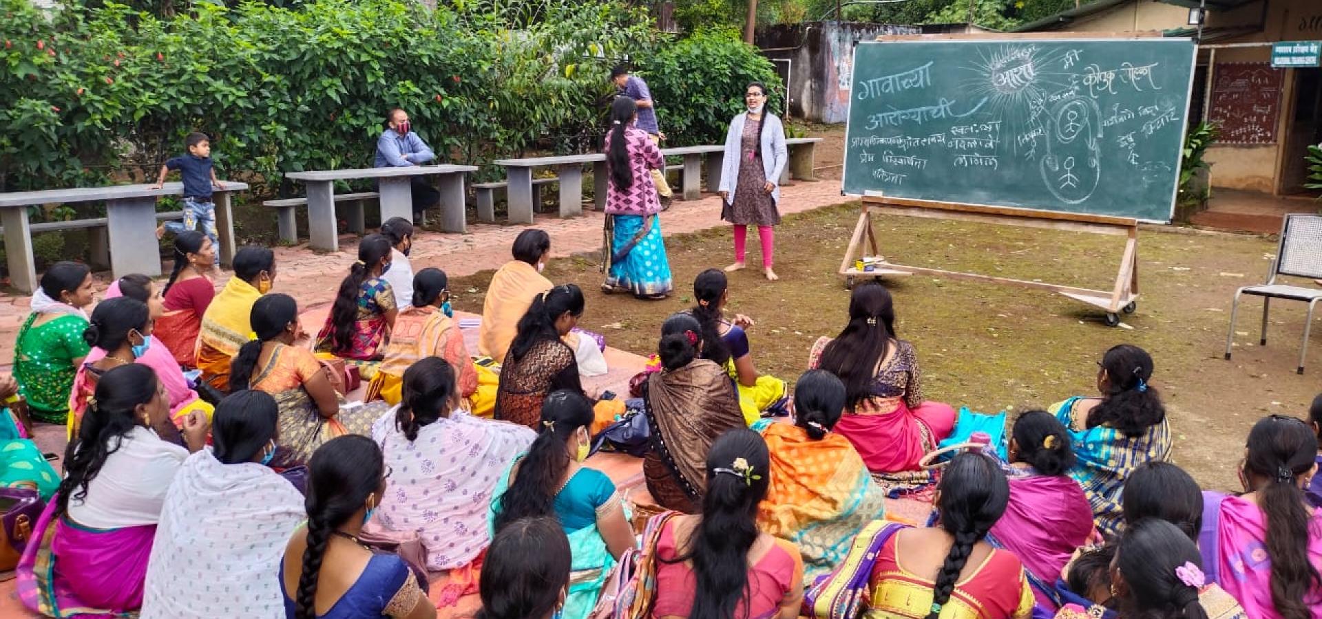 Indian ASHA volunteers being trained at Grampari