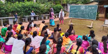 Indian ASHA volunteers being trained at Grampari